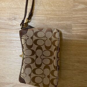 Coach Brown Signature Wristlet